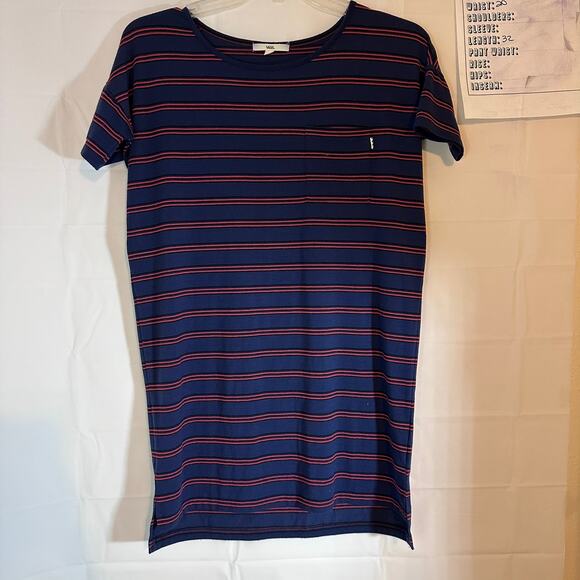 Vans striped t-shirt dress red & Navy striped Size S - Picture 1 of 10